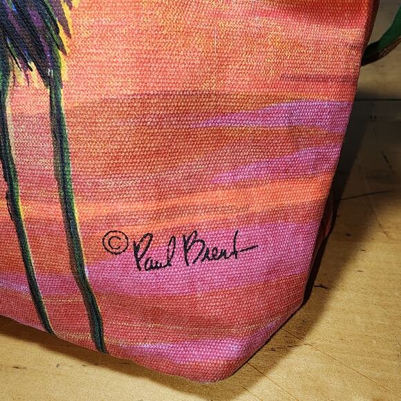 PAUL BRENT Sunset Palm Tree Sun n Sand and Beach Canvas Purse Shoulder Hand Bag - Picture 6 of 7
